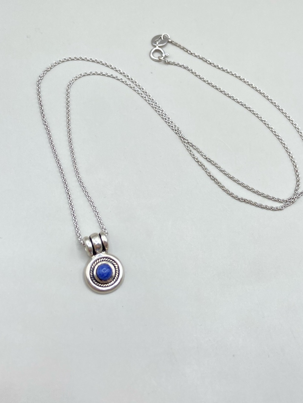 Joyas Vivac 950 Silver Blue Stone Mini Pendant Necklace - Picture 5 of 6